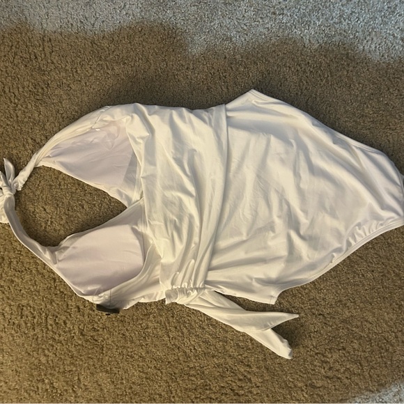 Lauren Ralph Lauren White Halter Side Tie Tummy Control One-Piece Swimsuit - Picture 6 of 8